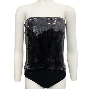 Alexandre Vauthier Black Strapless Sequin Bustier Bodysuit